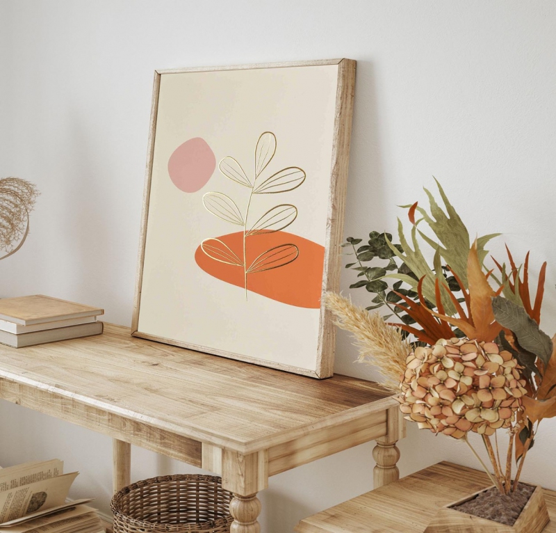 Abstraktní ručně malované květiny 6 3D Zlatý Plakát