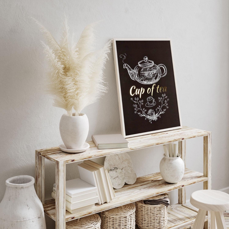 Šálek čaje 3D Zlatý Plakát