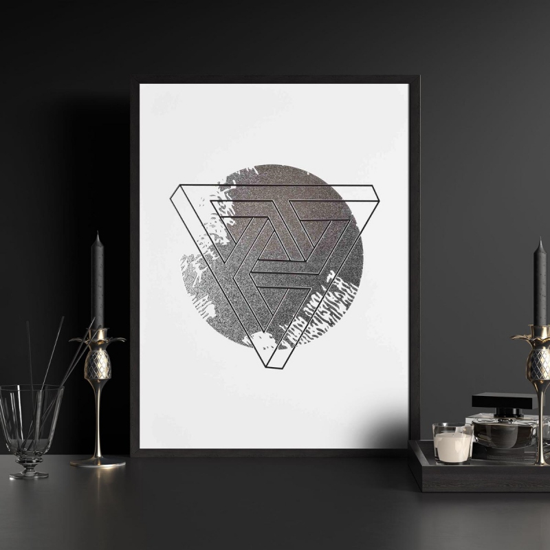 Abstraktní geometrické tvary 7 3D Stříbrný Plakát