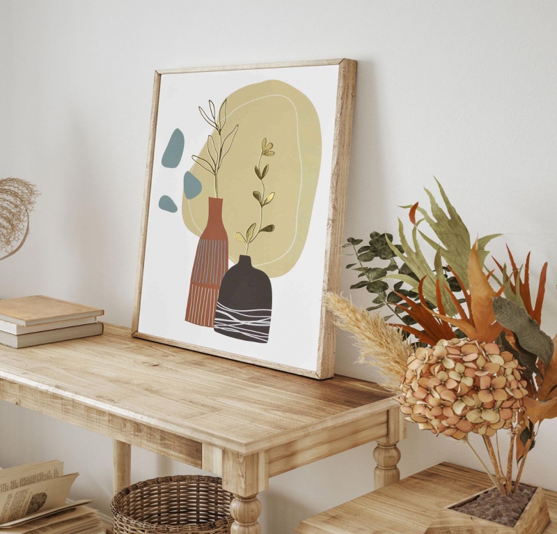 Abstraktní minimalistická perokresba 2 3D Zlatý Plakát