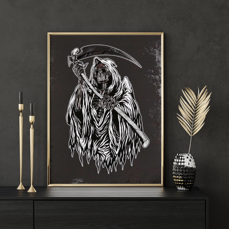 Smrtka 3D Stříbrný Plakát