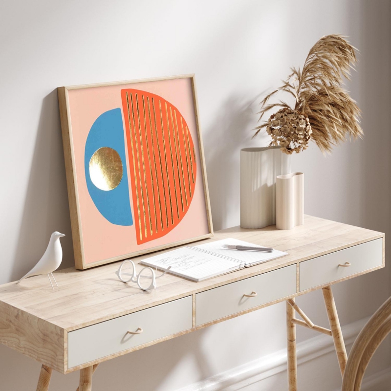 Geometrický design 5 3D Zlatý Plakát