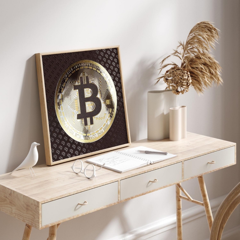 Bitcoin 3D Zlatý Plakát
