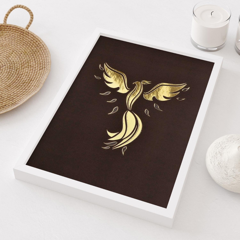 Černý Fénix 3D Zlatý Plakát