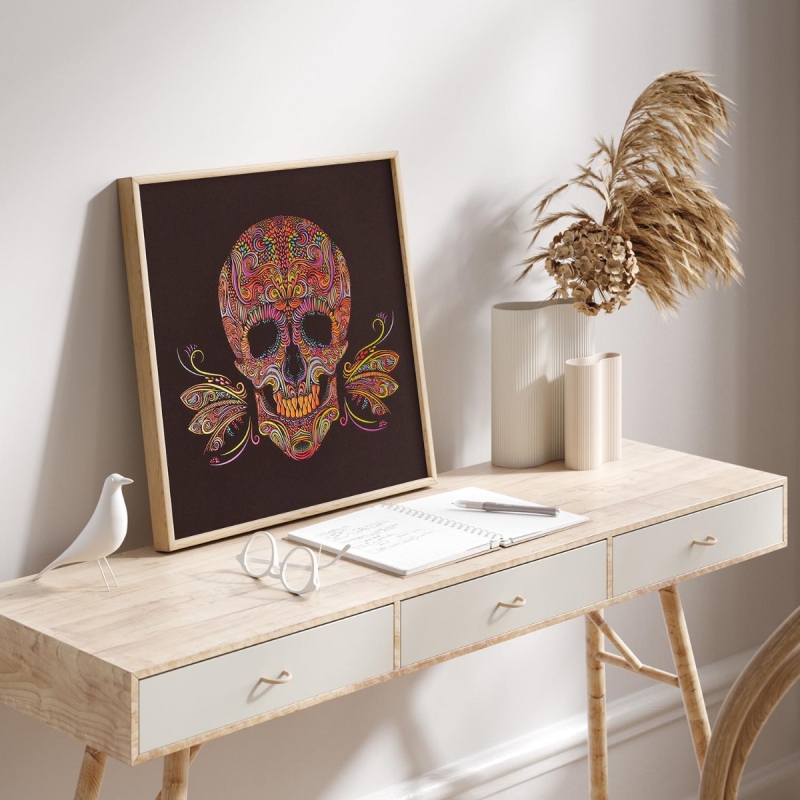 Barevná lebka 3D Plakát