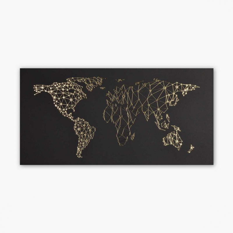 Mapa světa 2 3D Zlatý Plakát