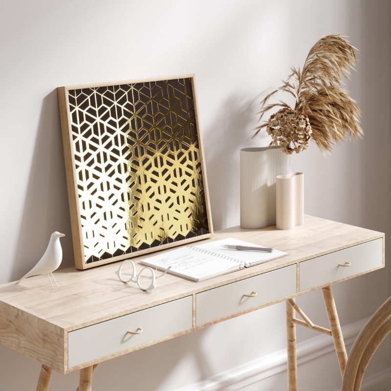 Šestiúhelníkový vzor 3D Zlatý Plakát