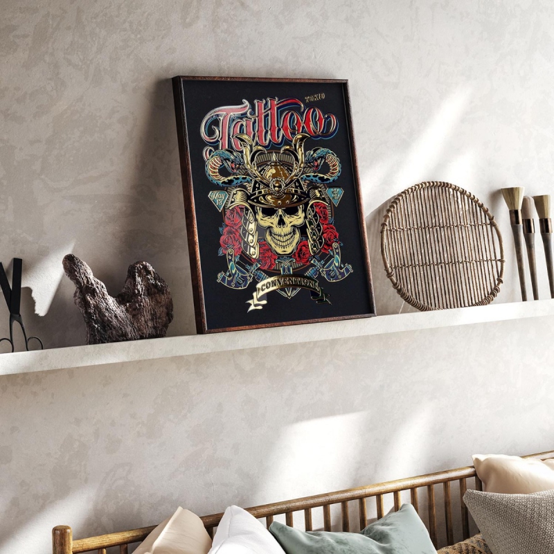 Tetovací festival Samurai Tokio 3D Zlatý Plakát