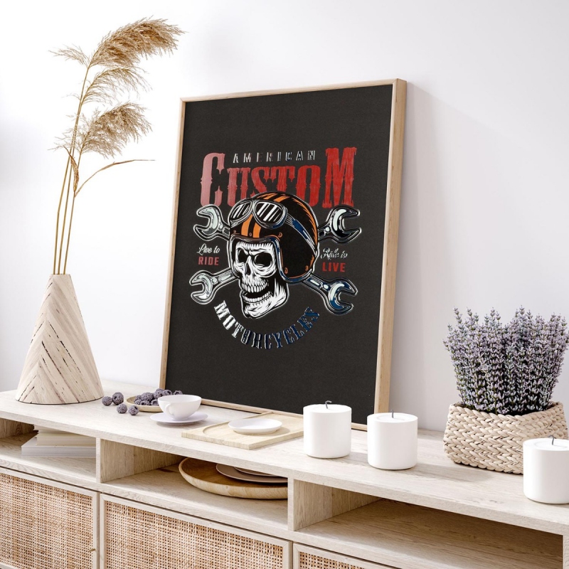 Live to ride 3D Stříbrný Plakát