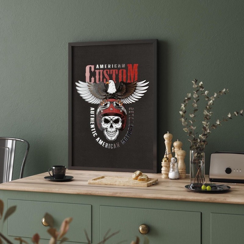 American motorcycles 3D Stříbrný Plakát