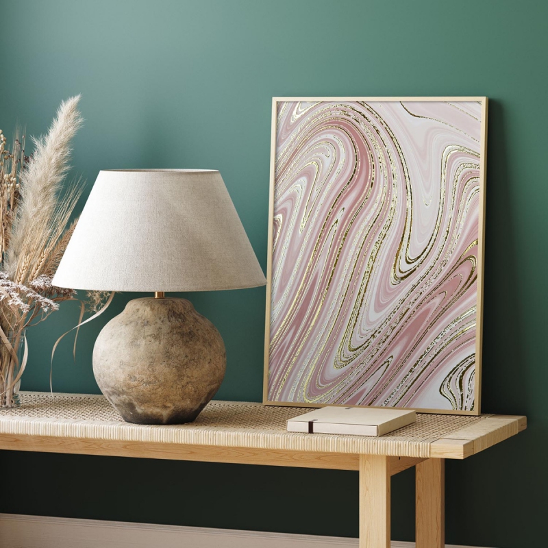 Mramor růžový 2 3D Zlatý Plakát