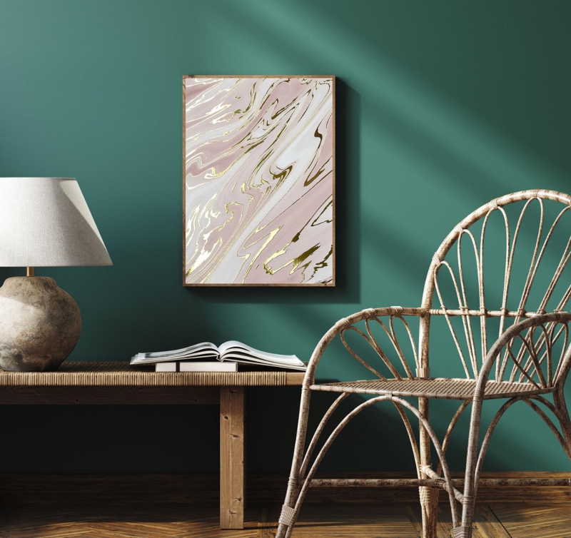 Mramor růžový 13 3D Zlatý Plakát