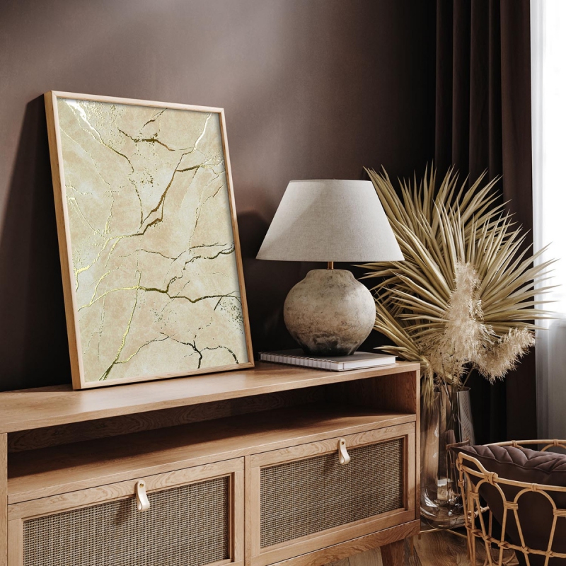 Mramor Béžový 8 3D Zlatý Plakát