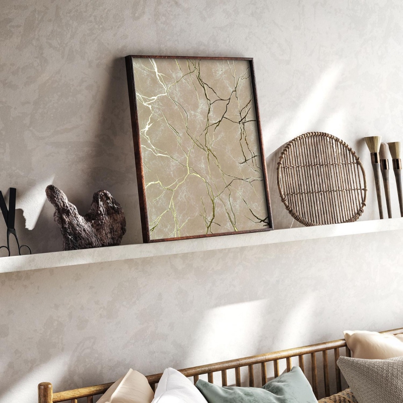 Mramor Béžový 10 3D Zlatý Plakát