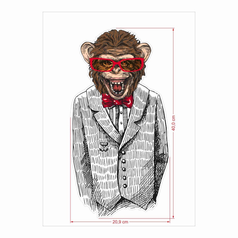 3D Samolepka Šimpanz s červenými brýlemi