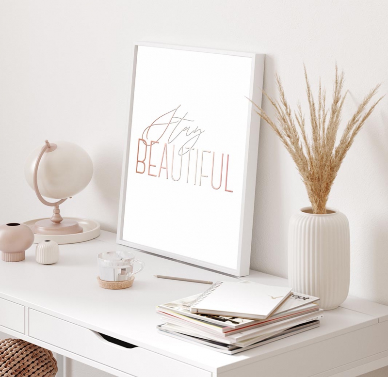 Stay beautiful 3D Růžový metalický Plakát