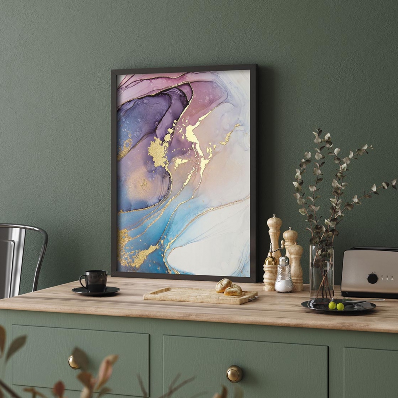 Abstraktní malířský inkoust 2 3D Zlatý Plakát