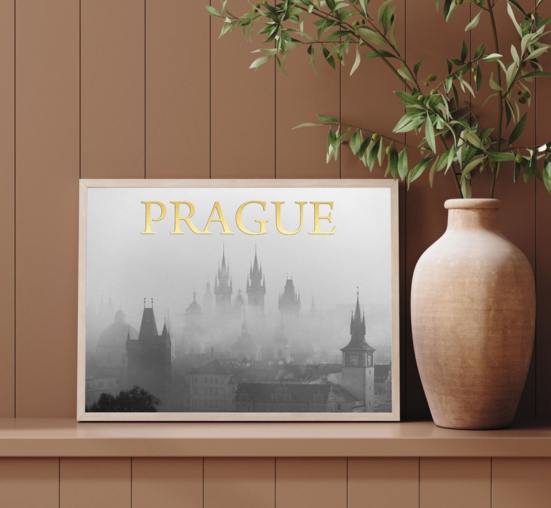 Praha 3D Zlatý Plakát