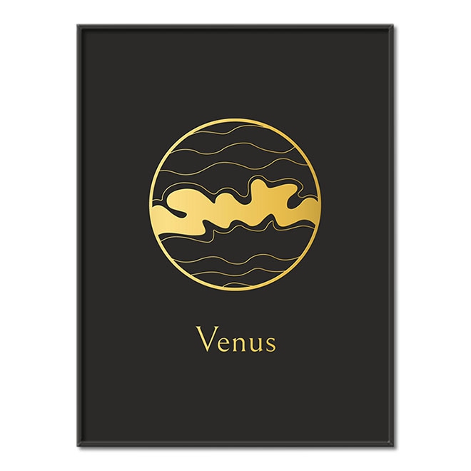 Vintage Venuše s černým pozadím 3D Zlatý Plakát
