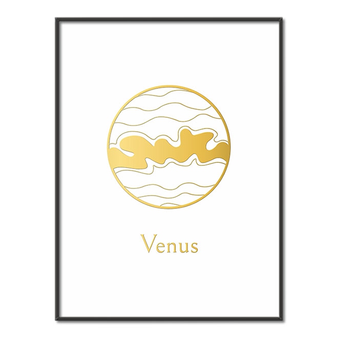 Vintage Venuše s bílým pozadím 3D Zlatý Plakát