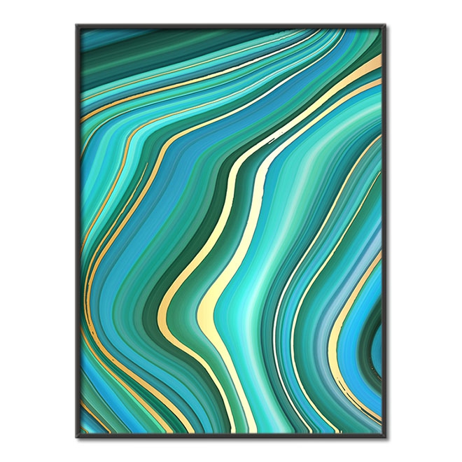 Abstraktní tyrkysově zelené pozadí 2 3D Zlatý Plakát