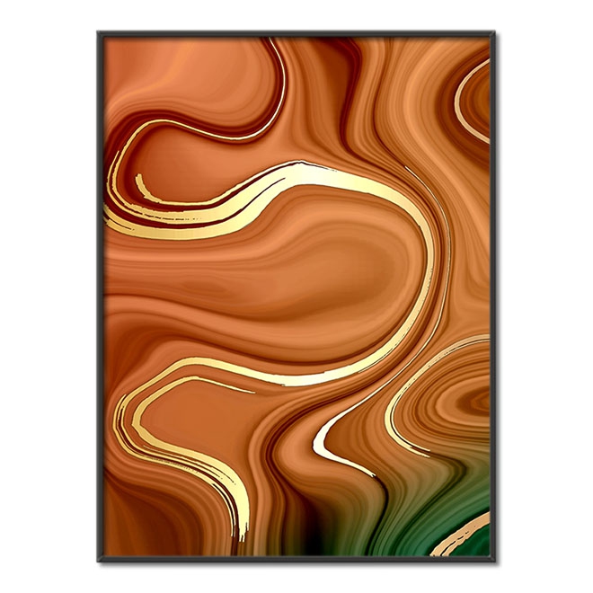 Živý abstraktní mramorový achát 3D Zlatý Plakát
