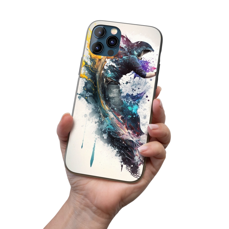 Kryt na mobil Muž v kapuci ve víru barev