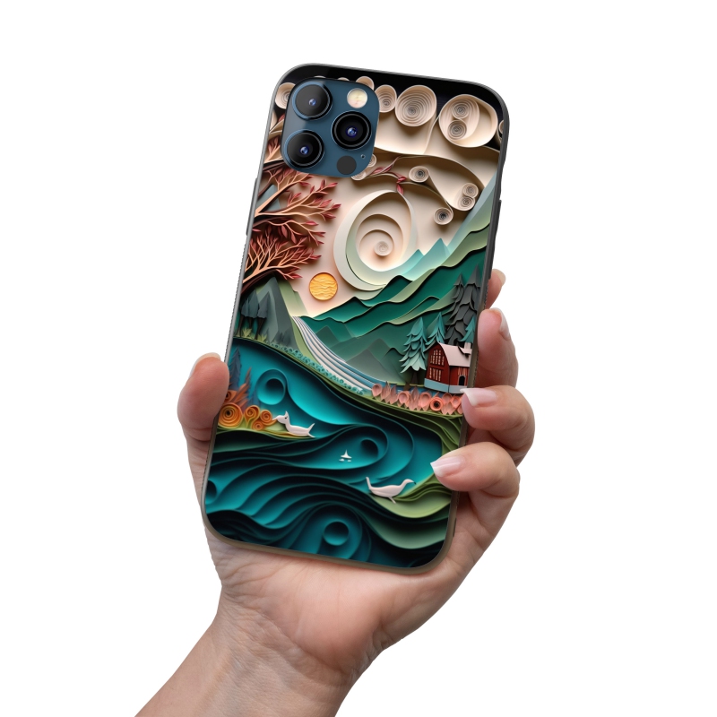 Kryt na mobil Papírová krajina - dům pod horou