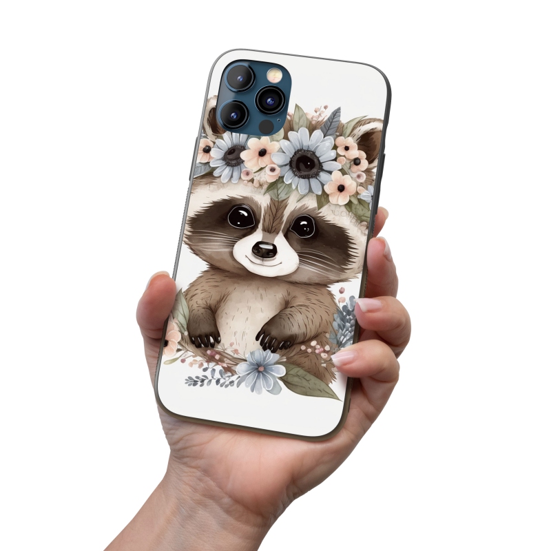 Kryt na mobil Mládě mývala v květinách