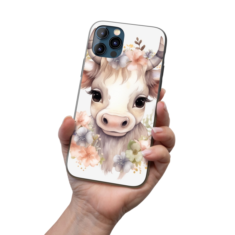 Kryt na mobil Mládě krávy v květinách