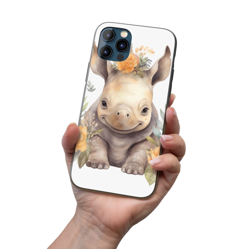 Kryt na mobil Mládě nosorožce v květinách