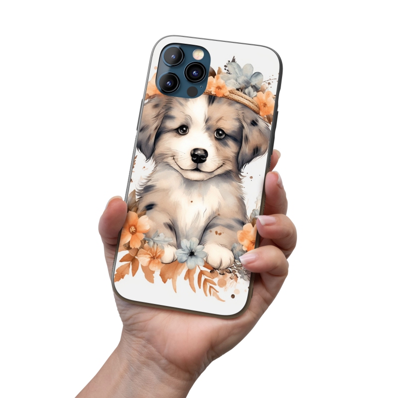 Kryt na mobil Mládě psa v květinách