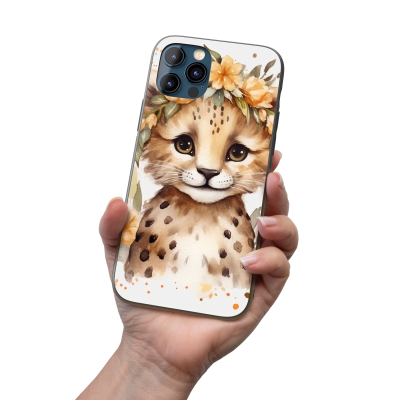 Kryt na mobil Mládě leoparda  v květinách