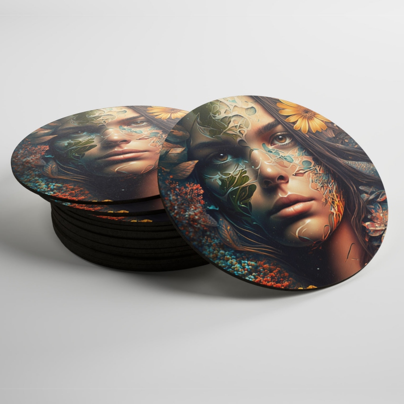 Podtácky Žena v květinách