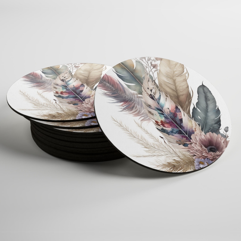 Podtácky Koláž květin a peří 3