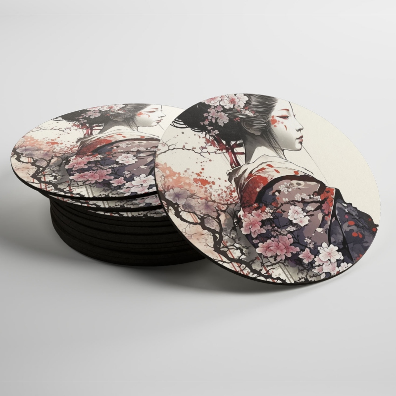 Podtácky Japonská dívka se sakurami 3