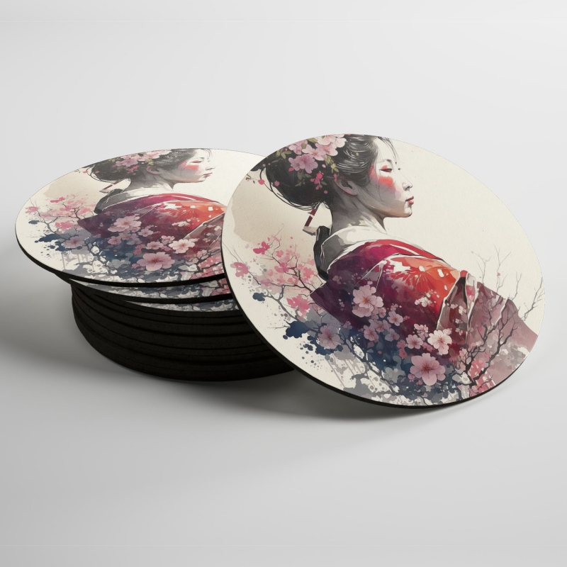 Podtácky Japonská dívka se sakurami 2