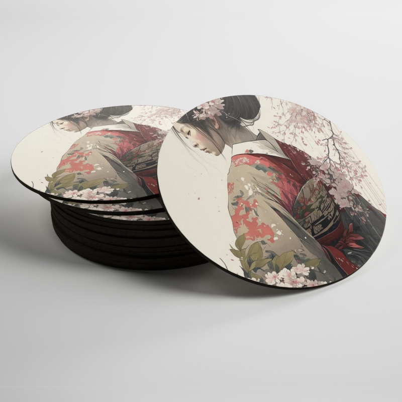 Podtácky Japonská dívka v kimonu 1
