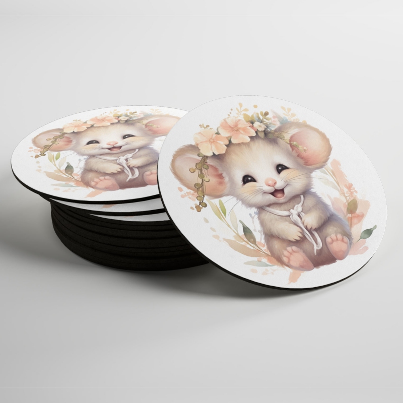 Podtácky Mládě myšky v květinách