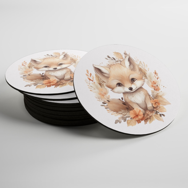 Podtácky Mládě lišky v květinách