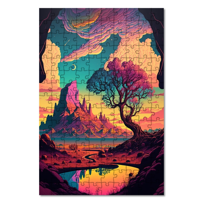 Dřevěné puzzle Fantastická krajina