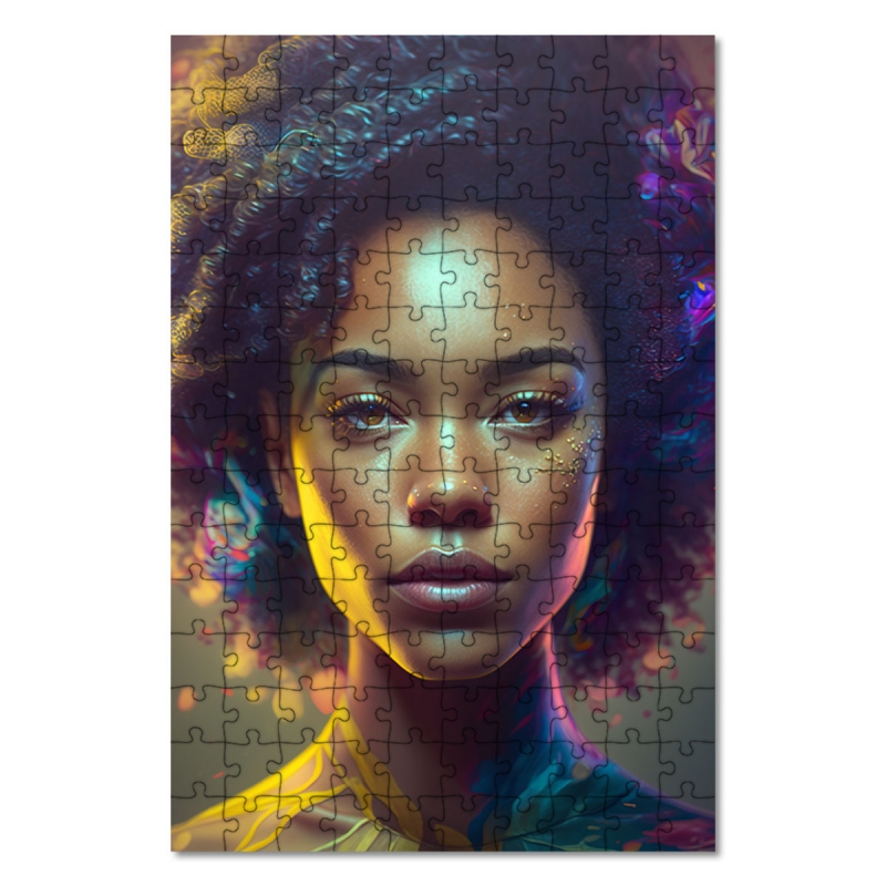 Dřevěné puzzle Atraktivní afroameričanka 4