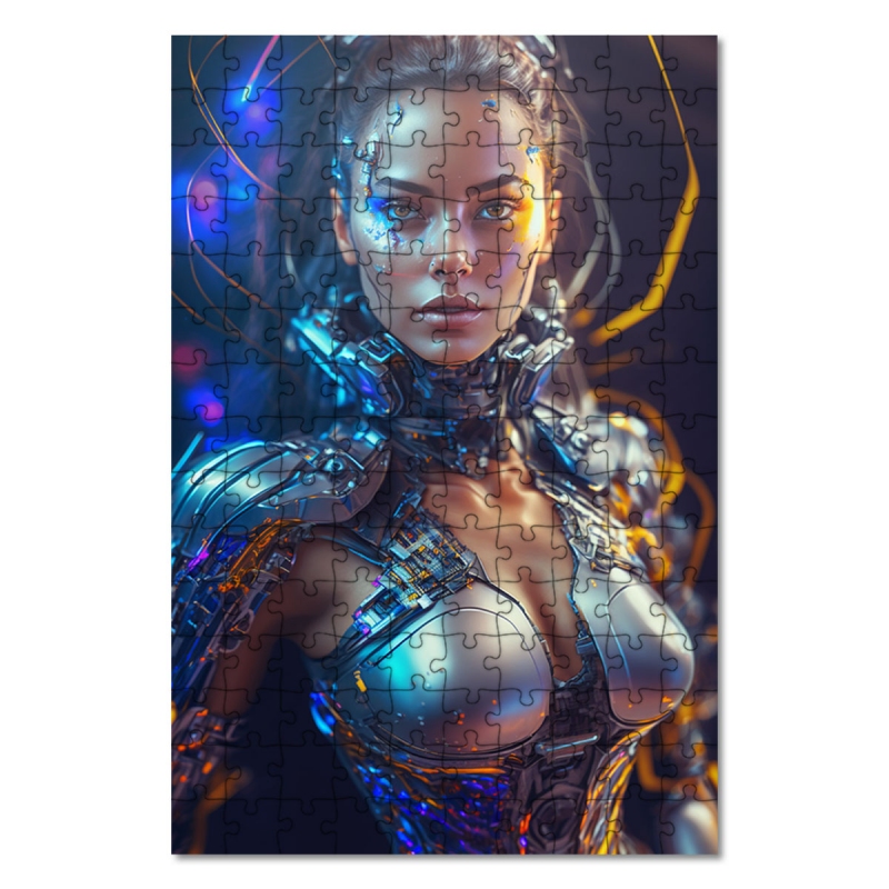 Dřevěné puzzle Žena kyborg