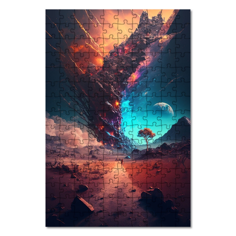 Dřevěné puzzle Kolize planet 2