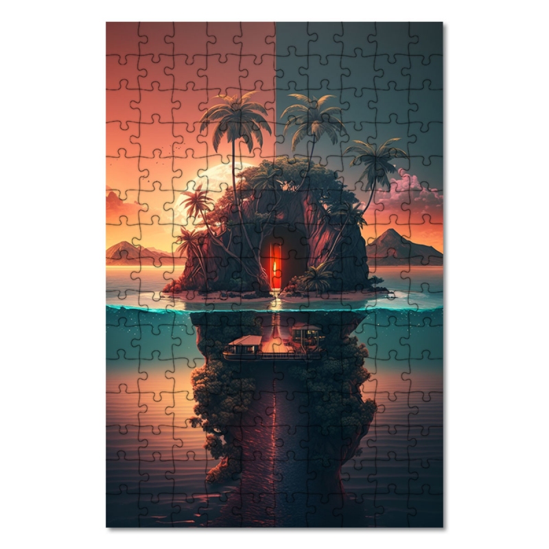 Dřevěné puzzle Tropický ostrov