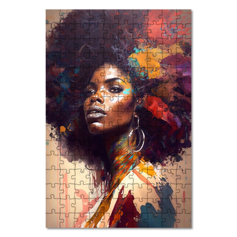 Dřevěné puzzle Moderní umění - Afro americká žena