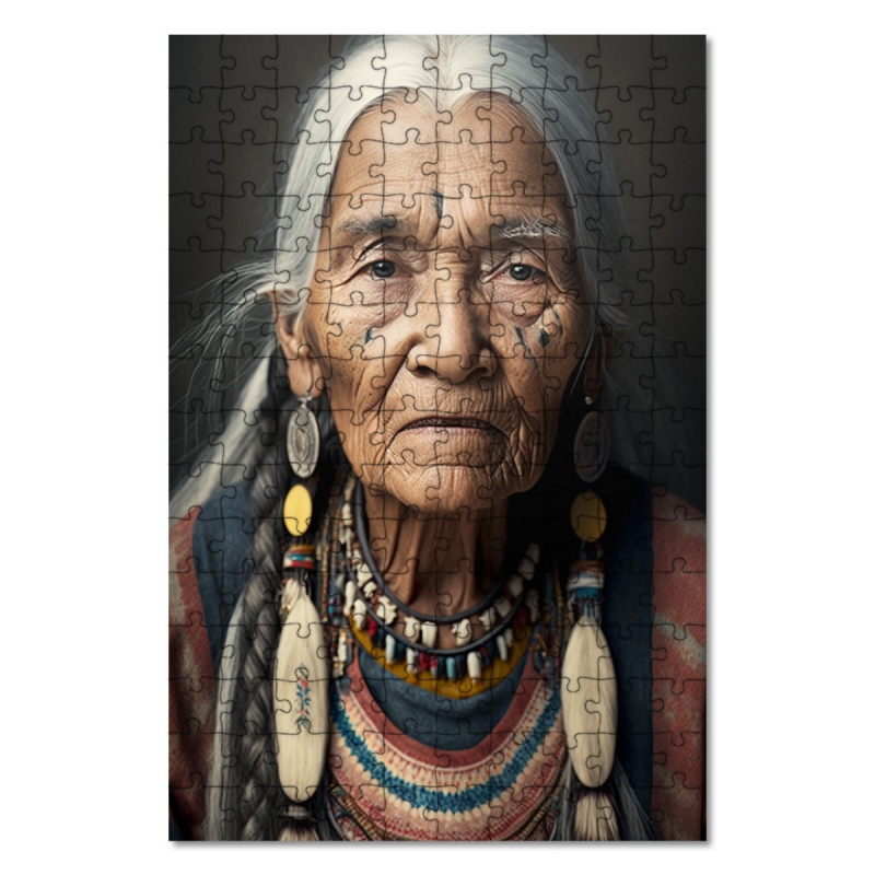Dřevěné puzzle Stará Indiánka