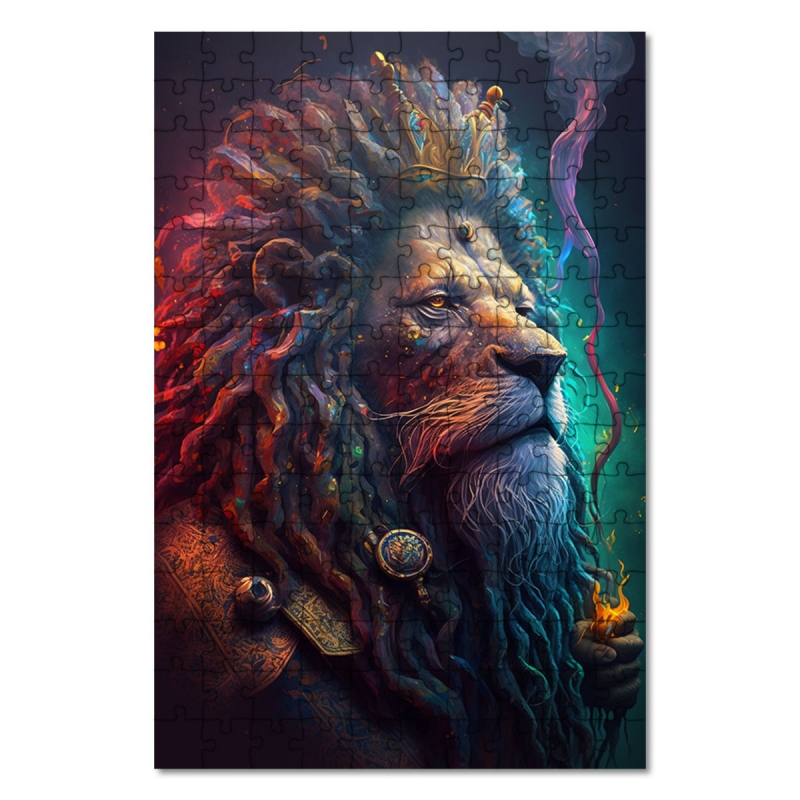 Dřevěné puzzle Rastafariánský lev
