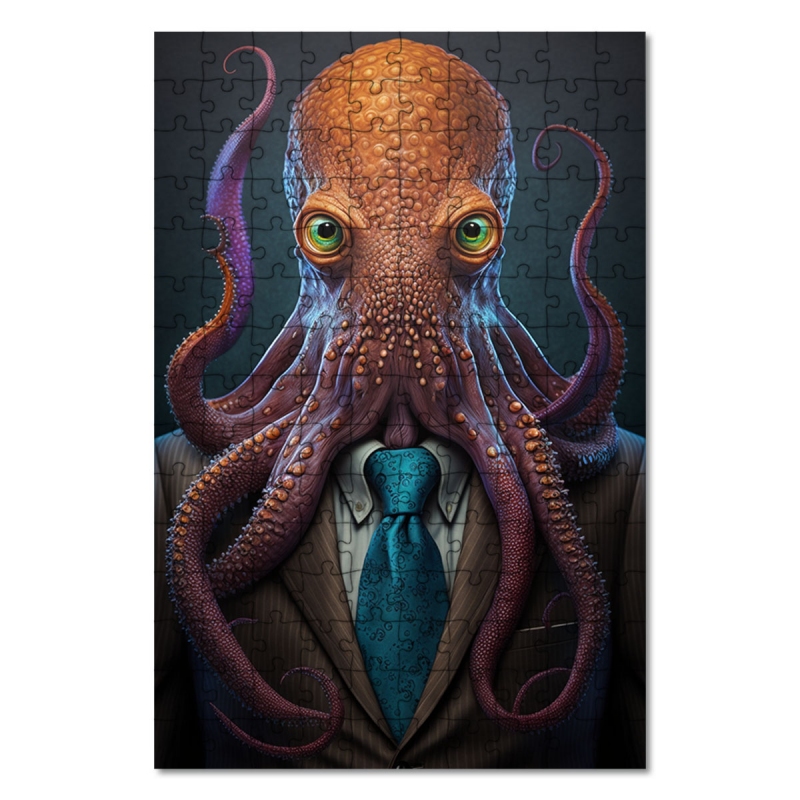 Dřevěné puzzle Chobotnice v obleku