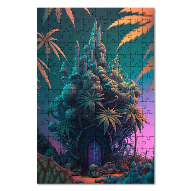 Dřevěné puzzle Zelený dům